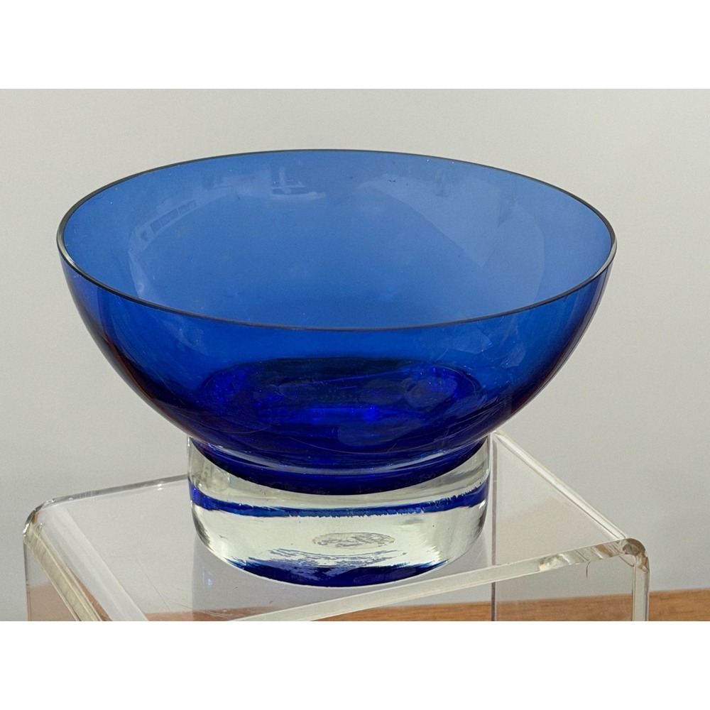 Cobalt Blue Glass Serving Art Bowl By Gorgeous Design 6.5" Wide